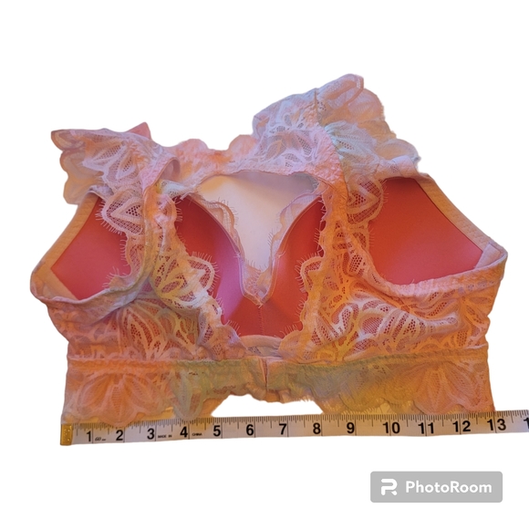 Victorias Secret Pink Date Push Up Rainbow Pastel Lacy Racerback Bralette Size M - Picture 14 of 15